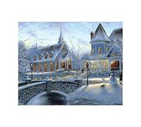 GWYDYB DIY Paint by Numbers Kits for Adults Children Digital Painting - Church In The Snow - Drawing with Paint Brushes Home Wall Decor