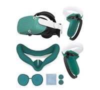Gwyoneaon Protective Cover for Oculus/Meta Quest 2 Accessories, Silicone Controllers Grip Cover Protector, Soft Shell Skin with Face Cover and Lens Cover by (Green)