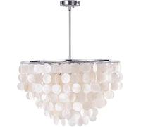 GWYYEUK Sea Shell Chandelier Plating Chrome Natural Shell Lights Attic Natural Seashell Chandelier Ceiling Led Lighting Dinning Room Living Room Kitchen Bedroom Hanging Lights (50CM)