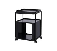 GWZHQIF Mobile 3-Tier Square Side Table with Wheels,Multi-Layer Storage Nightstand, Versatile Accent Table for Living Room Bedroom Sofa Side Storage(Color:black)