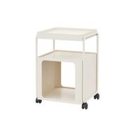 GWZHQIF Mobile 3-Tier Square Side Table with Wheels,Multi-Layer Storage Nightstand, Versatile Accent Table for Living Room Bedroom Sofa Side Storage(Color:white)