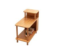 GWZHQIF Three-tier Modern Nightstand, Slim Coffee Table with A Back Panel,Space-Saving Open Shelving-Perfect for Bedrooms and Living Rooms(Color:walnut)