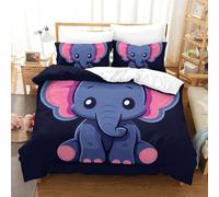 GWZOYTTDE Elephant Duvet Cover Set Bedding Set 3D Microfiber Comforter Cover with Pillow Shams, 2 Piece Set, Zipper Quilt Cover Double（200x200cm）
