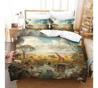 GWZOYTTDE Jungle Animals Microfiber Duvet Cover Set Decorative Duvet Cover All Seasons Comforter Cover 3pc with Zipper Bedding for Kids Boys Girls Double（200x200cm）