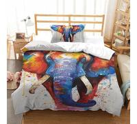 GWZOYTTDE Microfiber Duvet Cover Set Elephant Fade Resistant Duvet Cover Comforter Cover 2Pc with Zipper Bedding Set for Bedroom, Guestroom Single（135x200cm）