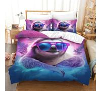 GWZOYTTDE Sloth 3D Printed Duvet Cover Set 3 Pieces Bedding Set Soft Microfiber with Zipper Closure，Pillowcases for Kids Girls Boys Adults Bedroom Double（200x200cm）