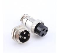 GX16 3 Pin Aviation Connector, Durable Screw Type Panel Mount Plug Socket Electrical Connection for CNC Machine Industrial Equipment Metal Silver 1 Set 45mm x 19mm