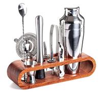 GXCEDCFB Stainless Steel Cocktail Shaker Set, 10-Piece, Boston Shaker Barware Set For Home Bar, Outdoor, Martini & Drink Mixing Silver