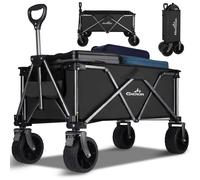 GXCROR Beach Trolley,Beach Trolley Cart,Big Wheels Folding 100kg Capacity Wagon,Trolley on Wheels,Festival Fishing Pull Along Camping Garden Trolley