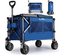 GXCROR Beach Trolley Cart Big Wheels Folding 100kg Capacity Wagon,Festival Fishing Pull Along Camping Garden Trolley on Wheels for Picnic(130L-Blue)