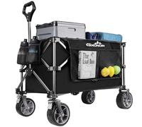 GXCROR Collapsible Trolley Cart 200L Folding Wagon 330 lbs Capacity Heavy Duty Outdoor Beach Wagon with Big Wheels for Camping Beach Garden