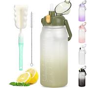 GXCROR Water Bottle 2 L with Straw, Leak-Proof, Dishwasher Safe, Time Marking, Sports Gym Water Bottle