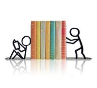 Gxdamxz 2 Pack Book Ends for Shelves Quirky, Metal Bookends, Cute Person Shaped Books Holder Supports for Home, Office, School