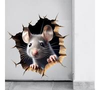 Gxdamxz 3D Wall Stickers, Mouse Hole Walls Decals, Fun Cartoon Sticker for Kitchen, Living Room, Hallway