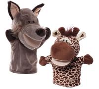 Gxdamxz Hand Puppets, Animal Puppet Wolf & Giraffe for Imaginative Play, Storytelling, Movable Open Mouth, 2 Pieces