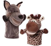 Gxdamxz Hand Puppets, Animal Puppet Wolf & Giraffe for Imaginative Play, Storytelling, Movable Open Mouth, 2 Pieces