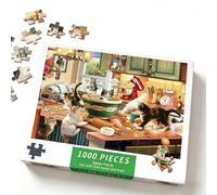 Gxdamxz Jigsaw Puzzles for Adults 1000 Piece, 29.5"x 19.7" Educational Challenge Puzzles for Family Fun, Relaxing Brain Teaser- Cooking Cats