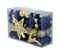 Gxdqxxd 102 Pieces Christmas Ball Ornaments with E Shape Pendants Hanging Decoration Crafts Christmas Ornaments for Party Celebrations, Black Gold