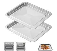 GXF Air Fryer Toaster Oven Tray for Cuisinart Air Fryer Mini Oven 7 in 1 17L TOA-60 65 70 Air Fryer Convection Toaster Oven, 12 * 11'' Air Fryer Replacement Parts Stainless Steel Pan Accessories Rack