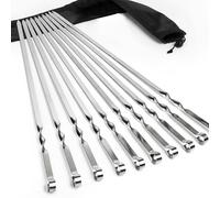 GXFCING 10 Pack Flat Kebab Skewers 55cm Stainless Steel BBQ Barbecue Skewers Extra Long Metal Grilling Skewer for BBQ Party