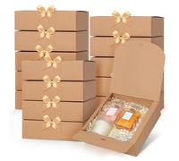 GXFCING 15 Pack Gift Boxes with Lids 16 x 16 x 5 cm Brown Cardboard Bridesmaid Proposal Box Square Presentation Present Packaging Boxes Party Favor Boxes for Wedding Birthday Christmas Festival