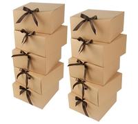GXFCING Gift Boxes Brown, 10 Pack 20x20x10cm Large Kraft Gift Box with Lid, Bridesmaid Proposal Box for Wedding Birthday Festival Christmas Party Present Packaging