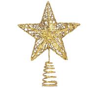 GXFCING Gold Christmas Tree Topper Large Glitter Star for Christmas Tree 3D Metal Hollow Tree Top Star for Xmas Tree Topper Christmas Home Decorations 25cm