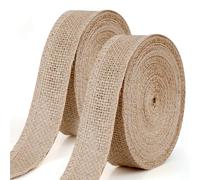 GXFCING Hessian Ribbon - 25mm x 20M, Natural Jute, Country Rustic Burlap for Gift Wrapping, Crafting, Wreath Making, Christmas Decorations