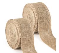 GXFCING Hessian Ribbon 50mm x 20 Meters, 2” Wide Natural Jute Country Rustic Burlap Craft Ribbon Roll for Gift Wrapping, Crafting, Wreath Making, Christmas Decorations (10m/Roll)