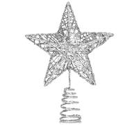 GXFCING Silver Christmas Tree Topper Large Glitter Star for Christmas Tree 3D Metal Hollow Tree Top Star for Xmas Tree Topper Christmas Home Decorations 25cm