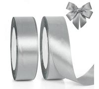 GXFCING Silver Ribbon 25mm, 46 Meters Thick Silver Satin Ribbon Christmas Ribbon for Gift Wrapping, Crafts, Balloons, DIY Sewing, Bows, Cake Box, Wreath, Wedding, Birthday, Party Decoration