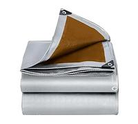 GXFWJD Heavy Duty Poly Tarp with Grommets UV Resistant Rip and Tear Proof 9.8Mil Thick Silver/Brown Plastic Tarp Waterproof for Roof Camping Patio Pool Boat (Size : 2x2m)