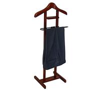 GXFWJD Wood Metal Suit Valet Floor Stand Garment Organizer Rack Coat Pants Hanger with Contour Hanger Trouser Bar and Shoe Rack