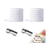 GXGM 1 Pair Magnetic Elastic Shoelaces with Metal Closure, White, No Tie Shoelaces Laces without Knot for Sneakers, Running Shoes, Casual Shoes (100 cm)