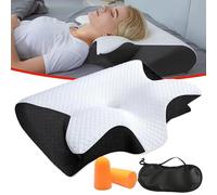 GXHNB Airway Pro Sleep Apnea Relief Pillow, Airway Pro Memory Orthopedics Pillow, Adjustable Cervical Neck Pillow Cozy Sleeping for Side, Back and Abdomen Sleepers (Black)