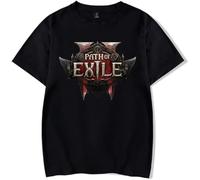 GXHZHXJC Path of Exile 2 Merch T-Shirt Trendy Cool Round Neck Short Sleeves Men and Women Street Wear (Black,XL)