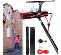 GXILUK 13m Telescopic Brush - Extendable Water-Fed Cleaning Pole with Adjustable Angle Squeegee & Soap Dispenser - Ideal for Solar Panels Windows Roofs Cars - 35cm Brush Head