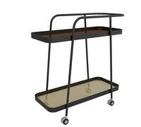 GXILUK Salon Tray,End Table with Rolling Wheels Glass Panel Sofa Side Table Heightened Armrest Design Tray Cart for Living Room Balcony Bedroom(Black)