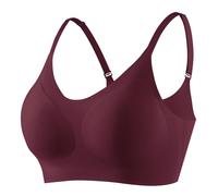 GXIN Non Wired Bras for Women Seamless Push Up Padded Bra Full Coverage Wireless Support Comfort Soft Everyday Bra (UK, Alpha, L, Regular, Regular, Standard, Cherry red)