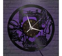 GXJBGYUSFT Sewing theme Vinyl Record Wall Clock for Kitchen Home Living Room Bedroom School with LED