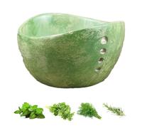 GXJIXf Herb Stripper Bowl, Handmade Pottery Bowl with 4 Holes, Fast Separating Leaves and Stems, for Coriander, Rosemary, Etc (Green)