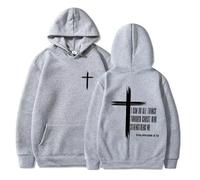 GXJIXf I Can Do All Things Through Christ Hoodie, Cross Sweatshirt, Christian Hoodies, Fleece Lining, for Women & Men (gray,S)