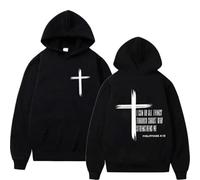 GXJIXf I Can Do All Things Through Christ Hoodie, Cross Sweatshirt, Christian Hoodies, Fleece Lining, for Women & Men (Black,XL)