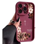 GXJIXf Vintage Floral Cross Phone Case, Psalms 46:5 Phone Case, for iPhone 17/16/15/14/13 Pro Max/Air (Red,14)