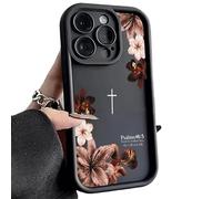 GXJIXf Vintage Floral Cross Phone Case, Psalms 46:5 Phone Case, for iPhone 17/16/15/14/13 Pro Max/Air (Black,15)
