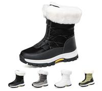 GXJIXf Women’s Non-Slip Warm Zipper Snow Boots, Anti-Slip Mid-Calf Winter Boots, Waterproof & Lightweight, for Outdoor Winter (Black,8)