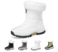 GXJIXf Women’s Non-Slip Warm Zipper Snow Boots, Anti-Slip Mid-Calf Winter Boots, Waterproof & Lightweight, for Outdoor Winter (White,8)