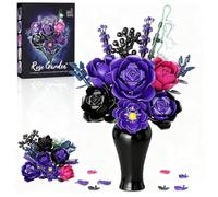 GXJTYYBS Purple Flowers bouquet Gothic Rose Bouquet, Compatible with major brands Flowers Gift for Adults Women Girls Home Botanical Decoration for Birthday, Mother's Day, Christmas 8-16+ 726PCS