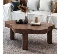 GXLBDK Cloud Wood Coffee Table,Irregular Round Corner Thicken End Table,Thick Round Corner Side Table, Modern Coffee Table with 3 Legs, for Living Room Furniture,Walnut,35.4 * 23.6 * 15.7in