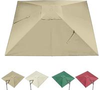 GXLBDK Outdoor Parasol Replacement Canopy, Patio Umbrella Replacement Canopy, Universal Sturdy Thickened Umbrella Canopy For 4 Ribs, Market And Table Umbrella Canopy(Color:Khaki)